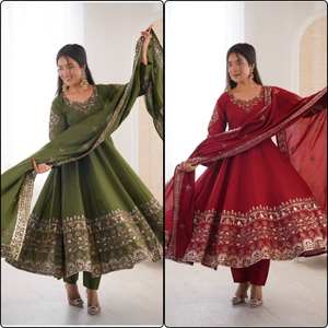 Ensemble de robe de mariée modeste avec pent et dupatta en soie Fandy pour les fêtes de Diwali et les occasions spéciales - Product Image 6