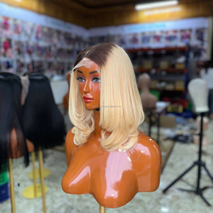 วิกผมสีบลอนด์ 613 แบบเลเยอร์ ตัดตรงเป็นเส้น ไม่ต้องใช้กาว  พร้อมเชือกผูก 5x5  แบบ HD โปร่งใส  วิกผมหน้าผากแบบลูกไม้  แสกขวา  วิกผมสั้น - Product Image 1