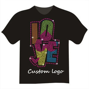 T-shirt personnalisé pour homme style Hip Hop, 180 GSM, col rond, tissu tricoté, manches courtes, logo en strass imprimé - Product Image 1