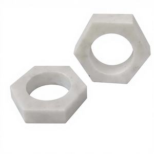 Anneaux de serviette ronds en pierre naturelle blanche de luxe, classiques, durables, faits à la main, 4,5 cm, décoration de table pour anniversaire - Product Image 1