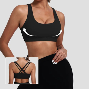 Soutien-gorge de sport pour femme, maintien moyen, dos croisé, rembourré, design à bretelles, coussinets amovibles, respirant, pour yoga, taille élastique, taille haute 2 - Product Image 3