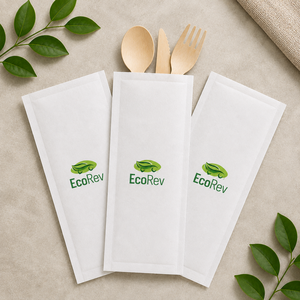 Sacs à couverts personnalisés de luxe en papier kraft biodégradable et écologique, imprimés offset, avec poignées torsadées et fermeture auto-adhésive - Product Image 5
