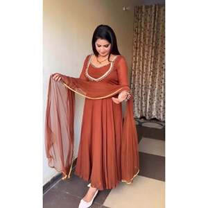 Conjunto de Pent y Dupatta de Diseñador, Vestido Largo de Georgette de Fox Pesado para Fiestas, Vestidos de Noche - Product Image 1