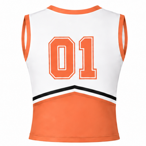 <b>Orange</b> Cheerleading Uniform <b>Top</b> Sleeveless V Neck Athletic Dance Team Practice Performance Sportswear Apparel - Product Image 2