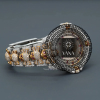 Montre de luxe VANA JEWELS avec boîtier en verre, bracelet en acier inoxydable bicolore or et argent, mouvement analogique mécanique, étanche 100 bars