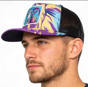 <b>Purple</b> Panther Trucker <b>Hat</b> Sublimation Print Breathable Mesh Adjustable Unisex Outdoor Cotton Street Style All Seasons - Product Image 1