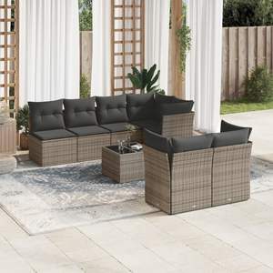 Ensemble de canapés de jardin gris avec coussins, résistant aux UV, en rotin PE, mobilier d'extérieur au design contemporain, imperméable - Product Image 1