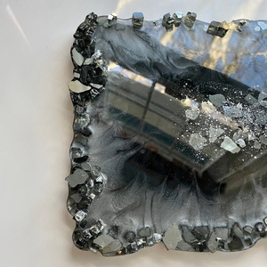 Large <b>Black</b> Agate Resin Tray Handmade Geode Eco-Friendly Artizon Studio Serving Tray Glass Rim Luxury Home Decor Coffee - Product Image 3