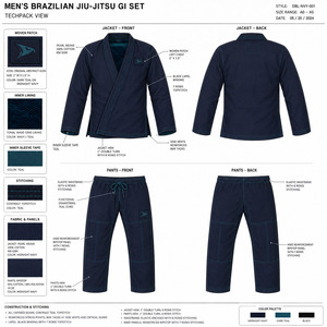 Kimono de BJJ para Adultos, Unisex, Azul Oscuro, 100% Poliéster, Duradero, Corte Regular, Ropa de Artes Marciales - Product Image 6