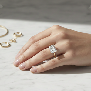 Anillo de Compromiso con Diamante Cultivado en Laboratorio, Corte Esmeralda, Chapado en Oro Amarillo de 9K, Certificado IGI, Anillo de Boda Moderno para Mujer, 2ct 3ct - Product Image 2
