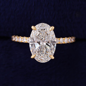 Oval Cut <b>Diamond</b> Engagement <b>Ring</b> 18K Solid Gold Prong Setting Women's Classic Fine Jewelry - Product Image 1
