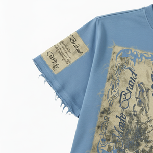 Mens Oversized Geometric <b>Patchwork</b> T <b>Shirt</b> Summer 100% Cotton 240 Grams Hip Hop Towel Embroidery Digital Print - Product Image 2