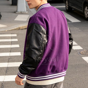 Chaqueta de Invierno para Hombre, Diseño Personalizado, Color Sólido, Mangas de Cuero, Estilo Único, Chaqueta Letterman - Product Image 3