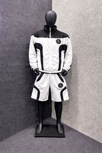 Custom Spring Satin Sweatsuits Windbreaker 2-Piece <b>Shorts</b> Set Patchwork Rhinestones Baggy Tracksuits Men Nylon Hoodie <b>Shorts</b> - Product Image 2