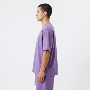 Ensemble décontracté homme été nouveau style jacquard à carreaux, t-shirt à manches courtes coupe ample grande taille et short droit - Product Image 2