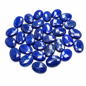 Natural <b>Lapis</b> <b>Lazuli</b> Faceted Cabochon Beads Pair Blue Oval Cut Loose Blue Oval Cut Gemstone Gemstone for Jewelry Making - Product Image 1