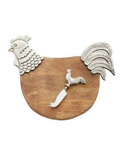 Ensemble de planches à découper en bois d'acacia avec poignées argentées et épandeur, idéal pour les fromages, les amuse-gueules et les ustensiles de cuisine décoratifs - Product Image 2