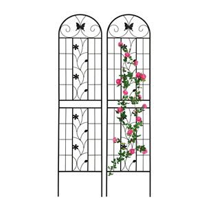 Set di 2 tralicci da giardino in metallo nero da 220 cm x 50 cm, antiruggine, per piante rampicanti, recinzioni e cancelli - Product Image 3