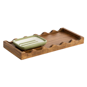 Rectangle Scalloped Wooden <b>Tray</b>, <b>Large</b> Decorative <b>Tray</b> For Coffee Table, Bedroom, Bathroom Vietnam Wood Craft Manufacturer - Product Image 2