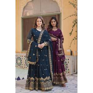 Evening <b>Dresses</b> with Zari & Sequins Embroidery Work for <b>Party</b> Wear - Product Image 1