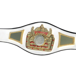 Ceinture de championnat Gold Crown avec accents de pierres rouges et plaques personnalisables – Ceinture de titre sportif haut de gamme – Édition Champion du Monde - Product Image 2