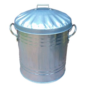 Corbeille à déchets en métal galvanisé faite à la main, tendance et écologique, portable, pour intérieur et extérieur, panier de rangement rond de haute qualité - Product Image 6