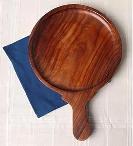 Plateau de service en acier inoxydable, grand plateau rond en métal, plateau de service durable à finition miroir pour la restauration - Product Image 5