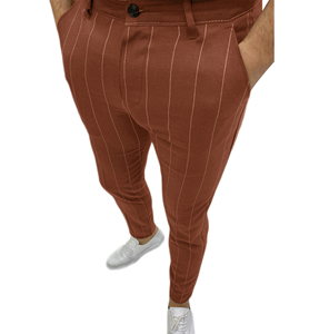 Nouveau pantalon habillé slim à rayures pour homme – Formel, décontracté, de bureau – Coupe ajustée, design élégant en tissu – OEM ODM - Product Image 5