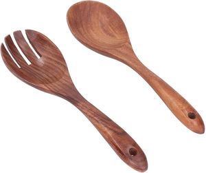 Tenedor de madera para ensalada y cena, el más vendido, hecho a mano, para servir frutas, de madera oscura, juego de tenedores para mesa de cocina y hogar. - Product Image 6