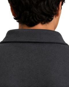 Sweat-shirt à col zippé surdimensionné pour homme, noir charbon, en molleton à manches longues, style streetwear décontracté, en coton épais personnalisé - Product Image 3