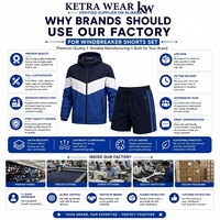 Ensemble de survêtement deux pièces pour homme Ketra Wear 2027, veste à col rabattu gris, ensemble de vêtements d'extérieur avec logo brodé, style décontracté streetwear