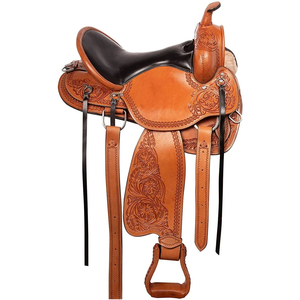 Handmade Genuine Leather Brown Floral Soft Nickel-Plated <b>Brass</b> Hardware Premium Durable Customizable <b>Horse</b> Western Show Barrel - Product Image 4