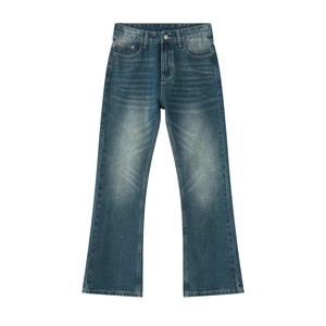 Jean en denim uni teint sur mesure de haute qualité pour homme, coupe droite, épais, avec boutons, formel, très respirant, hiver-automne - Product Image 2