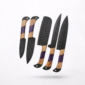 Ensemble de couteaux de cuisine professionnels en acier inoxydable, revêtement poudré, fabrication artisanale, manche en bois et résine, fabricant direct, OEM - Product Image 1