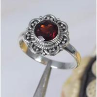 Bague minimaliste en argent sterling 925 avec grenat, sertie clos, tendance, pour mariage chrétien, unisexe, usage quotidien