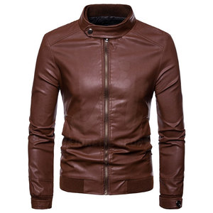 <b>Men</b> Real Leather <b>Jacket</b> With High Neck Zip Closure And <b>Long</b> Sleeves For Custom Comfort Fit In Reasonable Price - Product Image 3
