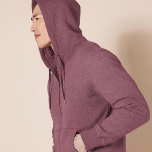 เสื้อฮู้ดซิปผู้ชาย สีพื้น เรียบง่าย มีกระเป๋า ระบายอากาศได้ดี ผ้าฝ้ายถัก ทรงปกติ ใส่ได้ในฤดูใบไม้ร่วง - Product Image 4