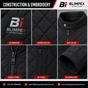 Veste matelassée légère pour homme, style OEM personnalisé, avec col montant, coupe-vent pour extérieur, impression de logo personnalisée. - Product Image 3