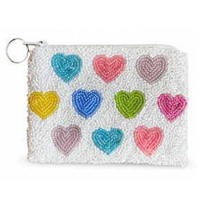 กระเป๋าใส่เหรียญขนาดเล็กทำมือประดับลูกปัดรูปหัวใจหลากสี พร้อมซิปปิด สำหรับใส่เงินสด - ของขวัญวาเลนไทน์สำหรับเธอ - Product Image 3