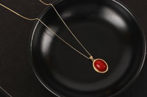 Collar con colgante de coral rojo, plata de ley 925, chapado en oro de 14 quilates, piedra preciosa natural, elegante regalo de joyería para mujer - Product Image 5