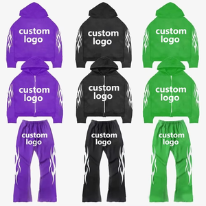 Fabricantes de Ropa, Sudadera con Capucha y Pantalones Deportivos Personalizados con Bordado Desgastado, Invernales, Gruesos, 100% Poliéster, Transpirables, con Diseño Floral - Product Image 5