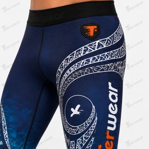 Leggings de compression athlétiques MMA 235 GSM en polyester et élasthanne, séchage rapide, extensibles dans quatre directions, respirants, pour l'entraînement en salle de sport, personnalisables OEM - Product Image 6