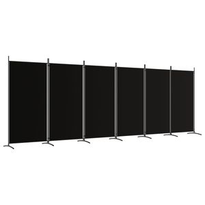 6-Panel Black Fabric <b>Room</b> <b>Divider</b> 204.7"x70.9" <b>Screen</b> & <b>Divider</b> - Product Image 2