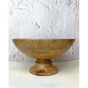 Bol décoratif en bois de manguier naturel sur pieds |   Centre de table en bois rustique fait main pour la cuisine et la décoration de la maison - Product Image 4