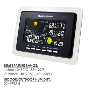 Estación Meteorológica Inalámbrica con Pantalla a Color y DCF77 RCC |   Termómetro Higrómetro Digital para Interiores y Exteriores, Barómetro para el Hogar y la Oficina - Product Image 1