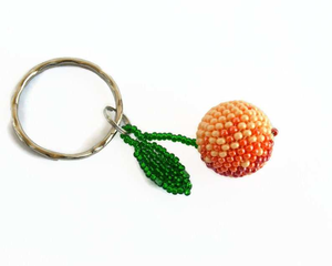 Peach Beaded Eco-Friendly Animal Pattern Simple Keychain for Women Fruit Accessory - Product Image 4