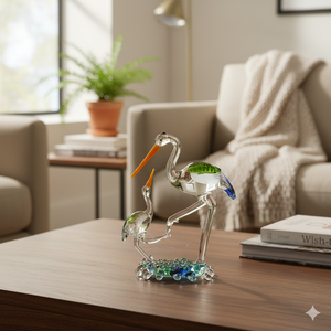 Figura de Cristal Hecha a Mano de la Familia Pelican y Juguete Decorativo Navideño de la India (Rajasthan) - Product Image 3