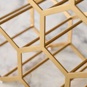 Modern geometric metal wine <b>rack</b> gold finish bottle holder countertop wine <b>storage</b> stand for home bar <b>kitchen</b> decor - Product Image 6