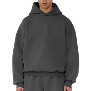 เสื้อผ้าแนวสตรีทมีฮู้ดสำหรับผู้ชายสีดำโอเวอร์ไซส์ผ้าฝ้าย400 GSM - Product Image 2