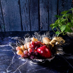 Luxury <b>Metal</b> Decorative <b>Bowl</b> with Golden Panther and Leaf Pattern 36.5cm Modern Handmade Artisan Design - Product Image 3